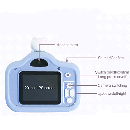 TIANEK Children's HD Front and Rear Double Shot 2000w Mini 2.0 Inch Video Camera Game Music All-in-one Camera with 32GB Memory Card