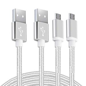 android micro usb charger cable 10ft 2 pack fast charging cord for phones samsung galaxy s5/s6/s7 edge,j3/j7 prime crown,note 4/5, lg stylo 3/aristo 4/g4/k40/k30,moto e5/e6/g6 play,ps4 pro controller