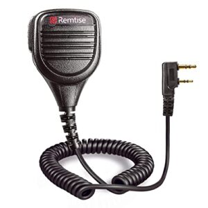 speaker mic for baofeng walkie talkie, 2 pin shoulder microphone compatible with baofeng radios bf-f8hp/f9 uv-82/82hp/82c/5r/5r5/5ra/5re/5x3 and kenwood btech retevis tyt (black)