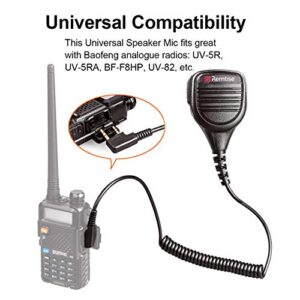 Speaker Mic for Baofeng Walkie Talkie, 2 Pin Shoulder Microphone Compatible with Baofeng Radios BF-F8HP/F9 UV-82/82HP/82C/5R/5R5/5RA/5RE/5X3 and Kenwood BTECH Retevis TYT (Black)