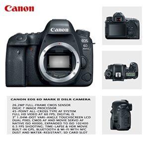 Canon EOS 6D Mark II DSLR Camera w/ 24-105mm STM Lens Bundle + Canon EF 75-300mm III Lens, Canon 50mm f/1.8 and 500mm Preset Lens + Deluxe Backpack + 64GB Memory + Monopod + Professional Bundle