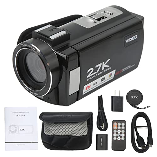 HD Digital Camera, Resolution 2.7K Full HD 100240V 16x Digital Zoom DV Camera 3 Inch IPS Screen for Photography (US Plug)