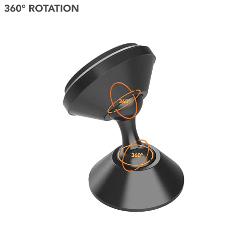 Rokform - Adjustable Magnetic Car Mount, 360 Degree Swivel with 3M VHB Tape, Cell Phone Holder, Aluminum Dashboard Phone Mount Stand for Truck Car & Van (Black)