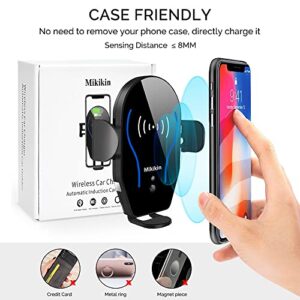 Wireless Car Charger Mount, Mikikin Auto-Clamping Qi 10W 7.5W Fast Charging Car Phone Holder Air Vent Compatible with iPhone 14 13 12 Pro Max Mini 11 XR XS X, Samsung Galaxy S23 S22 S21+ S10+ Note 20