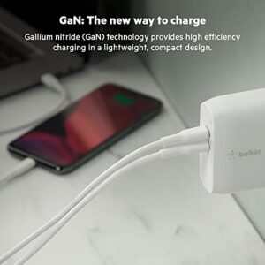 Belkin BoostCharge USB C 68W GaN Wall Charger w/ Dual Ports - iPhone Charger Fast Charging - Type C Charger - USB C Charger w/ PD for Apple iPhone, Samsung Galaxy, Airpods Pro, iPad Pro, Macbook Pro