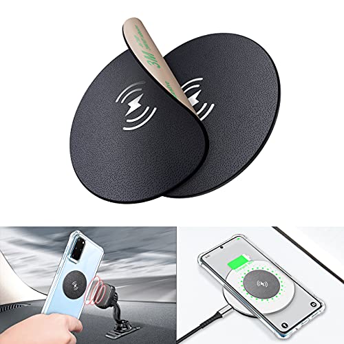 eSamcore Magnetic Phone Mount Metal Plate, Wireless Charging Compatible Phone Magnet Sticker for Magnetic Phone Holder for Car [Round Medium Size] [2.1 inch Diameter] [2-Pack]