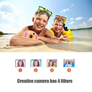 Selfie Mirror Children's Video Camera 600mAh Lithium Battery Children's Selfie Camera 4 Filters Multiple Photo Frame Options Kids Video Camera,for Kids(Pink)