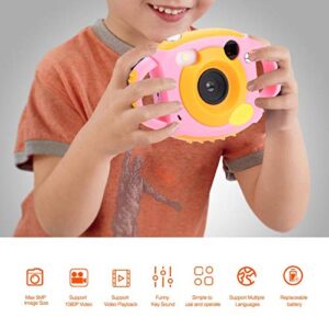 Selfie Mirror Children's Video Camera 600mAh Lithium Battery Children's Selfie Camera 4 Filters Multiple Photo Frame Options Kids Video Camera,for Kids(Pink)