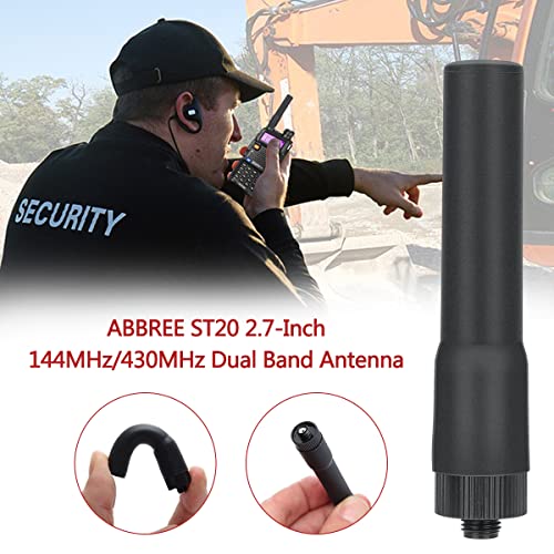 ABBREE ST20 Dual Band SMA-Female 144MHz/430MHz Rubber Antenna Mini Soft Whip Antenna for gmrs Radio BAOFENG UV-5R BF-888S UV-82 UV-9R Plus Two Way Radio