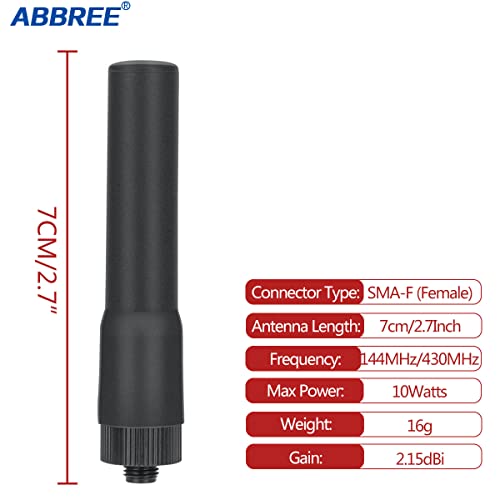 ABBREE ST20 Dual Band SMA-Female 144MHz/430MHz Rubber Antenna Mini Soft Whip Antenna for gmrs Radio BAOFENG UV-5R BF-888S UV-82 UV-9R Plus Two Way Radio