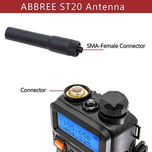 ABBREE ST20 Dual Band SMA-Female 144MHz/430MHz Rubber Antenna Mini Soft Whip Antenna for gmrs Radio BAOFENG UV-5R BF-888S UV-82 UV-9R Plus Two Way Radio