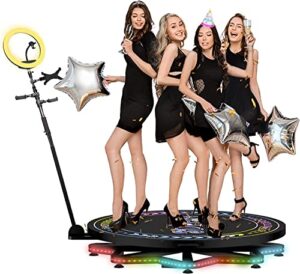 sdpeia 360 photo booth machine 45.3″, for parties, with ring light,extendable stand, logo customization,7 people stand on remote control automatic 360 spin camera booth for party wedding live show