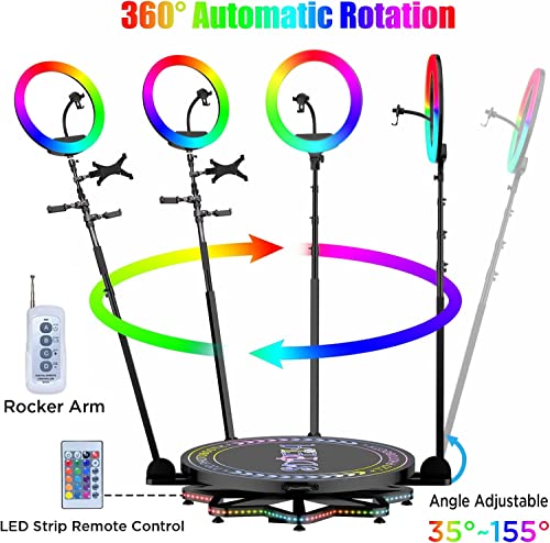 Sdpeia 360 Photo Booth Machine 45.3", for Parties, with Ring Light,Extendable Stand, Logo Customization,7 People Stand on Remote Control Automatic 360 Spin Camera Booth for Party Wedding Live Show