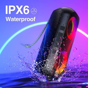 Rythflo Bluetooth Speakers, 24W Deep Bass Portable Wireless Speaker, 24H Playtime, Build-in MIC, IPX6 Waterproof Outdoor Blue Tooth Speaker Via Bluetooth 5.0/3.5mm Aux-in/TF Card Connection