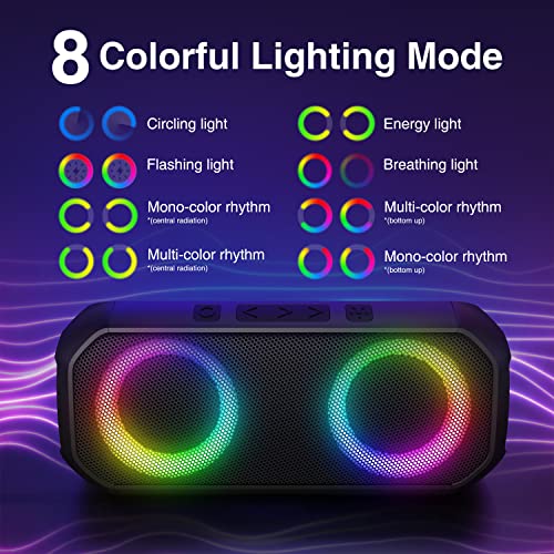 Rythflo Bluetooth Speakers, 24W Deep Bass Portable Wireless Speaker, 24H Playtime, Build-in MIC, IPX6 Waterproof Outdoor Blue Tooth Speaker Via Bluetooth 5.0/3.5mm Aux-in/TF Card Connection