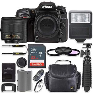 nikon d7500 20.9mp dslr camera with af-p 18-55mm vr lens kit + 32 gb sandisk memory card + digital slave flash + spider flexible tripod + gadget bag + starter accessory kit (renewed)