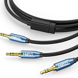 MillSO Audio Splitter, SapphireBlue&Gold-Plated 8 Feet 3.5mm Male to 2 Male Audio Splitter, TRS Stereo Jack Headphones Adapter Cable for Smartphone, Computer, Mp3, Earphone, Speakers