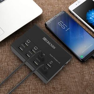 USB Charger, HITRENDS 8 Ports Charging Station 60W/12A Multi Port USB Charger Hub for Multiple Devices (5ft Cord, Black)