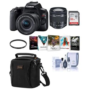 canon eos rebel sl3 dslr camera with 18-55mm (black), accessary bundle kit, lowepro camera bag + 16gb sd card + corel pc software suite + 58mm multi coated uv filter + prooptic cleaning kit
