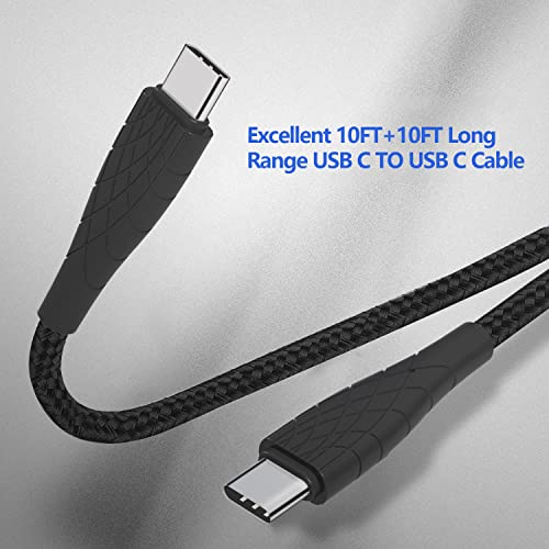 2Pack 10ft Long USB C to USB C Cable Charger Cord for Samsung Galaxy S23/S23 Plus/S23 Ultra/S22/S22+/S21 FE 5G/S20,Note 20 Ultra/10 A53,Google Pixel 6 7 Pro/4A 5G/5 4XL,60W(20V 3A)Fast Charge Charging