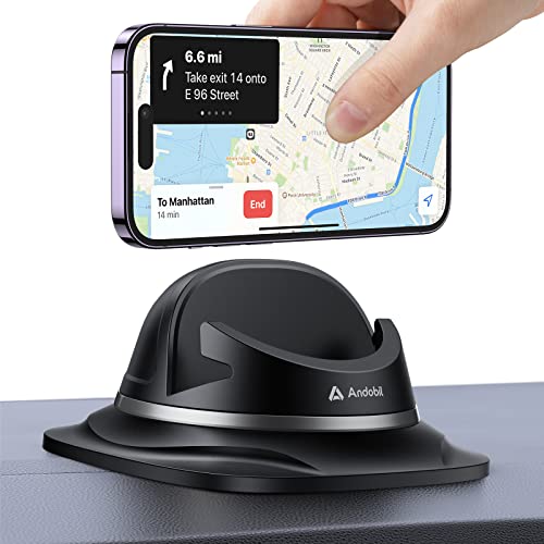 andobil 2023 Upgraded Dashboard Phone Holder Car, [ Ultra Steady, Never Slip ] Reusable Silicone Phone Mount for Car, 360°Rotatable,Compatible for iPhone, Samsung, Smartphone, GPS