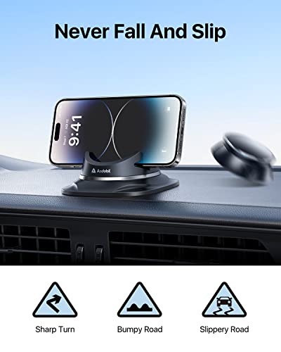 andobil 2023 Upgraded Dashboard Phone Holder Car, [ Ultra Steady, Never Slip ] Reusable Silicone Phone Mount for Car, 360°Rotatable,Compatible for iPhone, Samsung, Smartphone, GPS