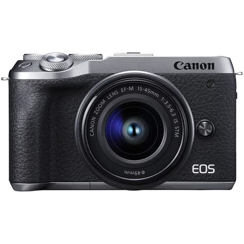 Canon EOS M6 Mark II Mirrorless Digital Camera with 15-45mm Lens Kit (Silver) + Wide Angle Lens + 2X Telephoto Lens + Flash + SanDisk 32GB SD Memory Card + Accessory Bundle