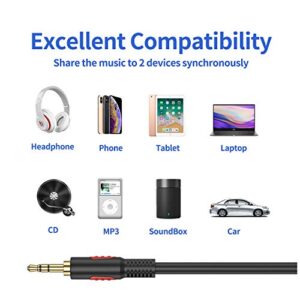 3.5mm Male to Male Audio Aux Cable 25ft, AUX Cable for Beats Headphones, iPods, iPhones, iPads, Home/Car Stereos and More