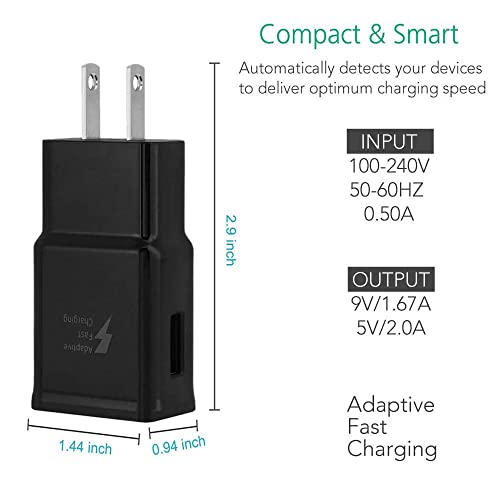 Samsung Adaptive Fast Charging Adapter Quick Charge Charging Block Wall Charger Plug Compatible with Samsung Galaxy S22/S22+/S22 Ultra /S21/S21+/S20/S10/S10+/S10e/S9/S9+/S8/S8Plus/Edge/Active/Note