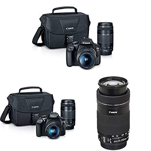 EOS REBEL T7 EF18-55mm + EF 75-300mm Double Zoom KIT and Canon EOS Digital SLR Camera Kit with EF-S 18-55mm and EF 75-300mm Zoom Lenses, 55-250mm F4-5.6 IS STM Lens