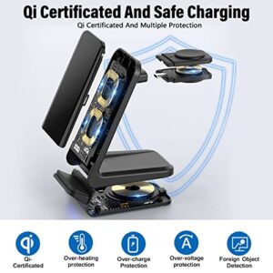 Wireless Charging Station for Samsung, Fast Wireless Charger for Samsung S23 Ultra Plus S22 Z Flip 4 Fold 4 3 in 1 Galaxy Watch Charger for Samsung Watch 5 Pro 4 Active 2, Galaxy Buds with 18W Adapter