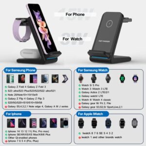 Wireless Charging Station for Samsung, Fast Wireless Charger for Samsung S23 Ultra Plus S22 Z Flip 4 Fold 4 3 in 1 Galaxy Watch Charger for Samsung Watch 5 Pro 4 Active 2, Galaxy Buds with 18W Adapter