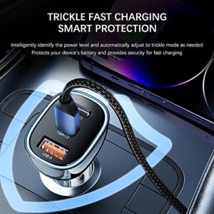 80W Car Charger, 3-Port Super Fast Car Charger USB Adapter Fast Charging, PD3.0 &QC3.0 Type C Car Charger Cigarette Lighter USB Charger for iPhone 14/13/12 Pro Max/Pro/Samsung Galaxy 22/Google Pixel