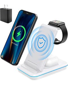 wireless charger for multiple apple devices, 2022 upgraded 3 in 1 charging stand dock for iphone 13/12/pro max/se/11/x/xs/xr/8, compatible for iwatch apple watch 6/5/4/3/2/se airpods pro/2(white)