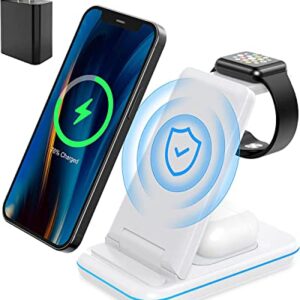 Wireless Charger for Multiple Apple Devices, 2022 Upgraded 3 in 1 Charging Stand Dock for iPhone 13/12/Pro Max/SE/11/X/XS/XR/8, Compatible for iWatch Apple Watch 6/5/4/3/2/SE AirPods Pro/2(White)