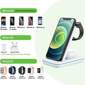 Wireless Charger for Multiple Apple Devices, 2022 Upgraded 3 in 1 Charging Stand Dock for iPhone 13/12/Pro Max/SE/11/X/XS/XR/8, Compatible for iWatch Apple Watch 6/5/4/3/2/SE AirPods Pro/2(White)