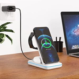 Wireless Charger for Multiple Apple Devices, 2022 Upgraded 3 in 1 Charging Stand Dock for iPhone 13/12/Pro Max/SE/11/X/XS/XR/8, Compatible for iWatch Apple Watch 6/5/4/3/2/SE AirPods Pro/2(White)