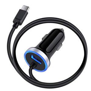 usb c car charger, 3.4a fast charging car charger for samsung galaxy s23 s22 s21 s20 s10e s9 s8 note 20 10 9 8 a50 a20 a51 a70 a71 a21 a10e, lg g7 v60 stylo 6/5, car adapter 3ft type c charger cable