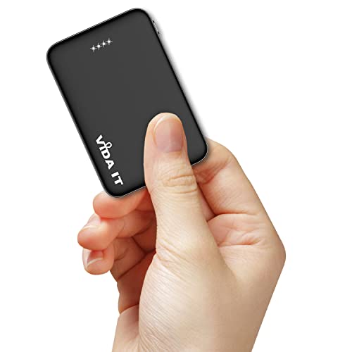 Vida IT 5000mAh Mini Power Bank Small Portable Charger for Heated Vest Jacket Battery Pack for iPhone Samsung Cell Phone with Dual USB Output, Lightweight Rechargeable Power Pack 5V 2.1A for Travel