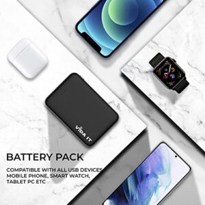 Vida IT 5000mAh Mini Power Bank Small Portable Charger for Heated Vest Jacket Battery Pack for iPhone Samsung Cell Phone with Dual USB Output, Lightweight Rechargeable Power Pack 5V 2.1A for Travel