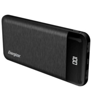 energizer new power bank with lcd indicator｜ 10000mah capacity lithium polymer｜ 2.1a high-speed charging｜ dual outputs｜compatible with iphone, samsung, tablet, and more.｜ue10058