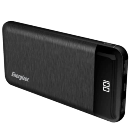 Energizer New Power Bank with LCD Indicator｜ 10000mAh Capacity Lithium Polymer｜ 2.1A High-Speed Charging｜ Dual Outputs｜Compatible with iPhone, Samsung, Tablet, and More.｜UE10058