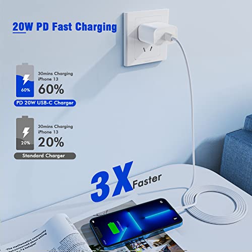 Fast iPhone Charger,10 Foot Extra Long iPhone Fast Charger【Apple MFi Certified】10FT Super Quick Apple Charging 20W USB C Type C Wall Charge Lightning Cable for iPhone 14/13 Pro/Mini/12/11/X/XR/SE/iPad