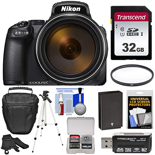 Nikon Coolpix P1000 4K 125x Super Zoom Digital Camera with 32GB Card + Battery + Case + Tripod Kit (Renewed)