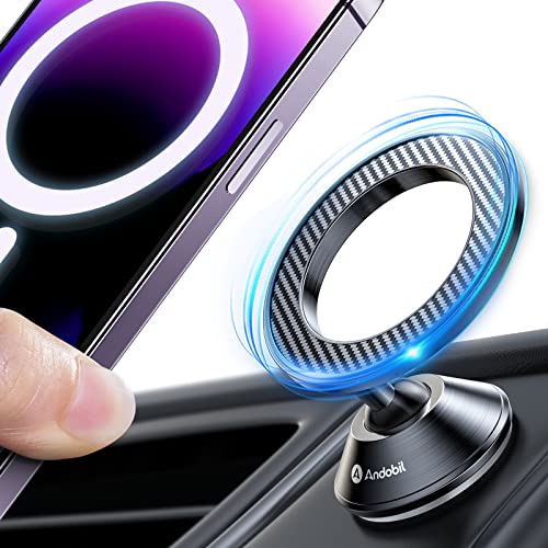 andobil Magnetic Phone Holder for Car [Small BUT Ultra Stable] All-Metal Dashboard Car Mount [Powerful 20 Magnets] Phone Mount for Car Compatible with iPhone 14 13 12 Pro Max/Samsung/MagSafe Case