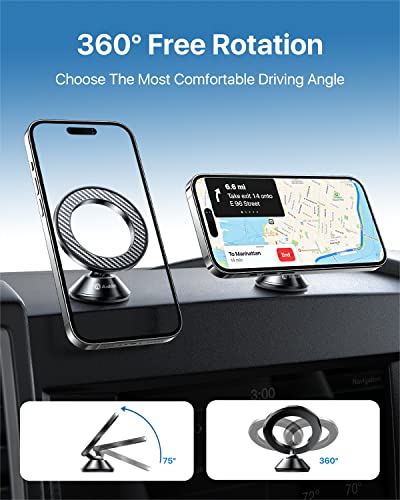 andobil Magnetic Phone Holder for Car [Small BUT Ultra Stable] All-Metal Dashboard Car Mount [Powerful 20 Magnets] Phone Mount for Car Compatible with iPhone 14 13 12 Pro Max/Samsung/MagSafe Case