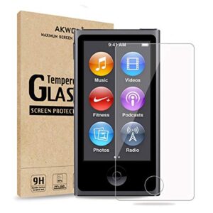 akwox (pack of 2) screen protector for ipod nano 7 8th 0.33mm high definition clear tempered glass screen protector guard film for ipod nano 8th/7 generation,shockproof and scratch-resistant