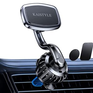 Kaistyle Magnetic Phone Mount, [Upgraded Clip] Unobstructed Car Vent Phone Mount [360° Rotate Arm] Cell Phone Holder for Car, Phone Car Holder Compatible with 4-6.7 inch Smartphone and Tablets