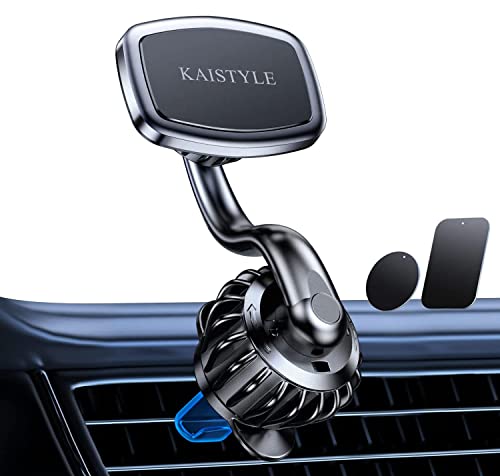 Kaistyle Magnetic Phone Mount, [Upgraded Clip] Unobstructed Car Vent Phone Mount [360° Rotate Arm] Cell Phone Holder for Car, Phone Car Holder Compatible with 4-6.7 inch Smartphone and Tablets