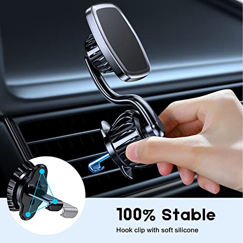 Kaistyle Magnetic Phone Mount, [Upgraded Clip] Unobstructed Car Vent Phone Mount [360° Rotate Arm] Cell Phone Holder for Car, Phone Car Holder Compatible with 4-6.7 inch Smartphone and Tablets